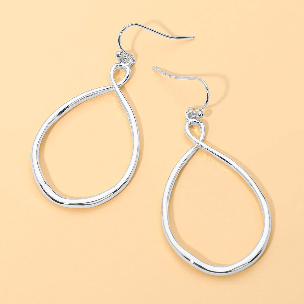 Madeline Love Rhodium Open Metal Organic Teardrop Dangle Earrings