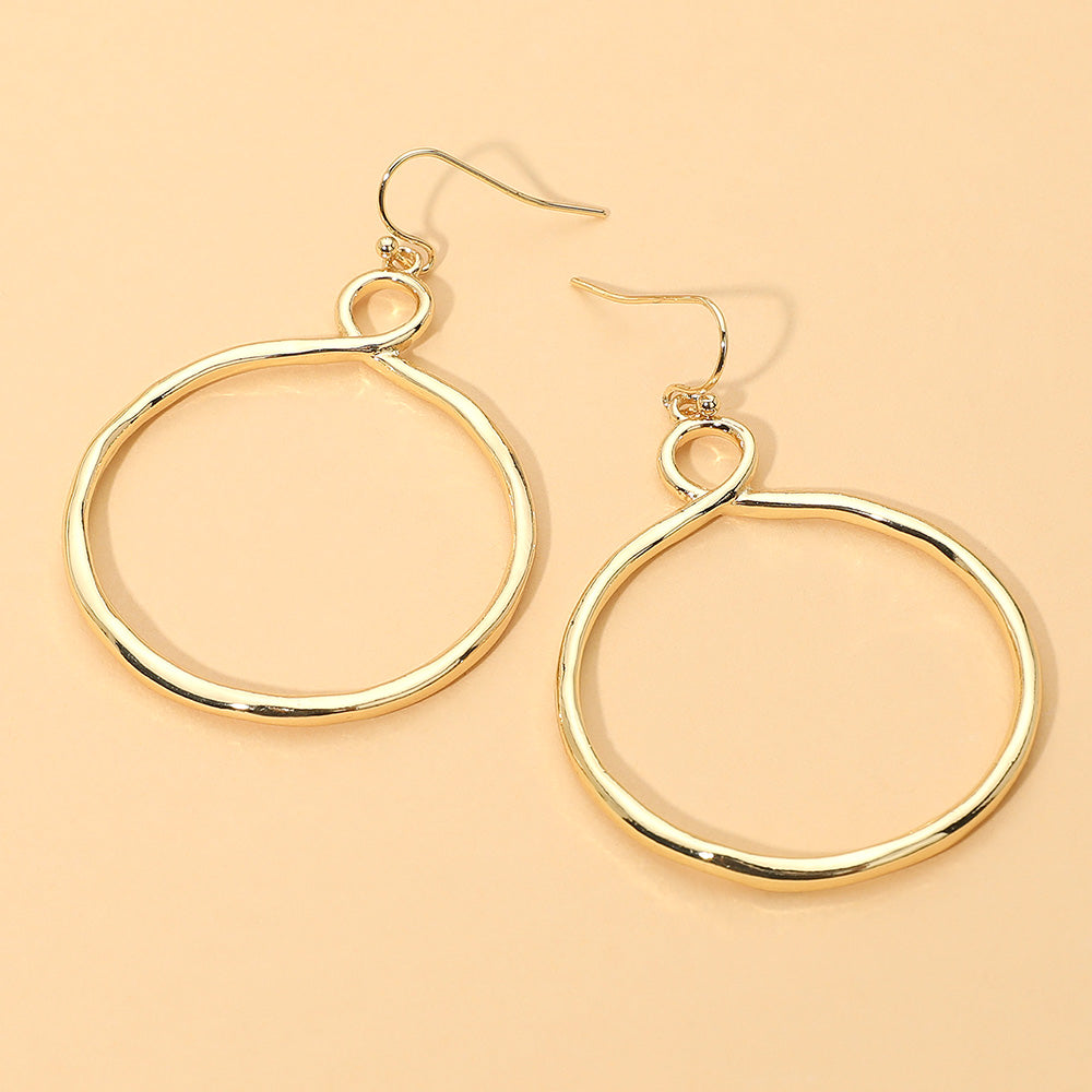 Madeline Love Gold Open Metal Organic Circle Drop Dangle Earrings