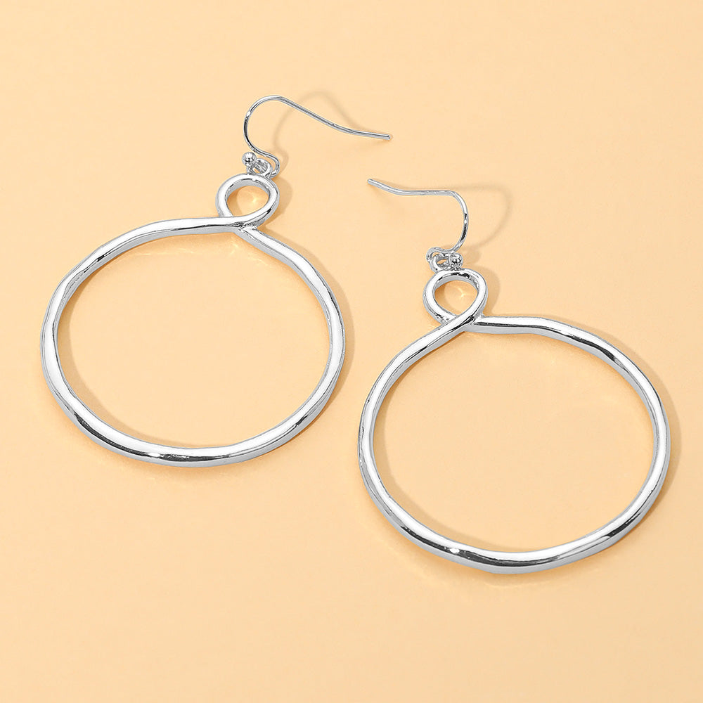 Madeline Love Rhodium Open Metal Organic Circle Drop Dangle Earrings