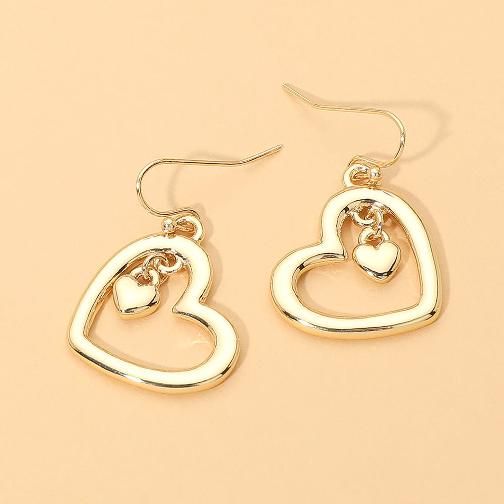 Madeline Love Gold Open Metal Heart Charm Drop Dangle Earrings