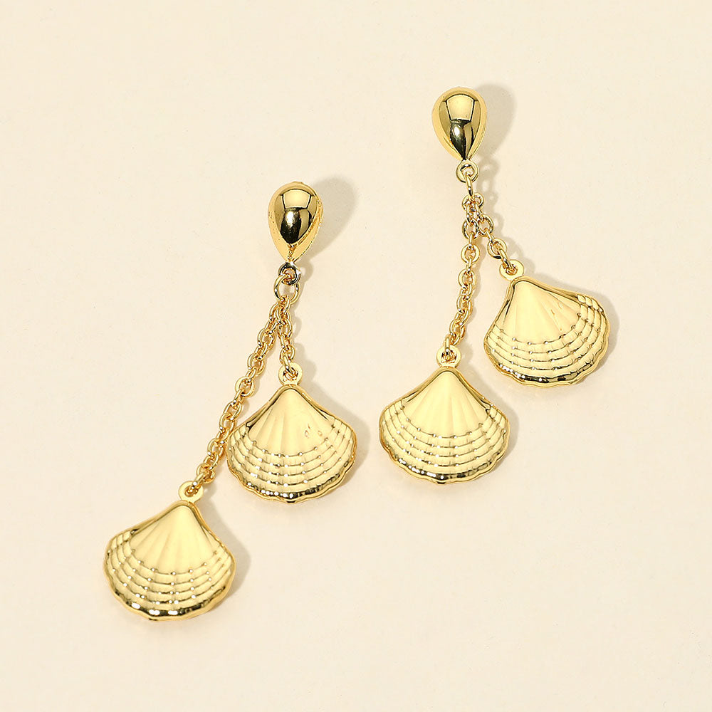 Madeline Love Gold Stainless Steel Seashell Charm Drop Earrings