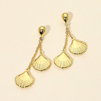 Madeline Love Gold Stainless Steel Seashell Charm Drop Earrings