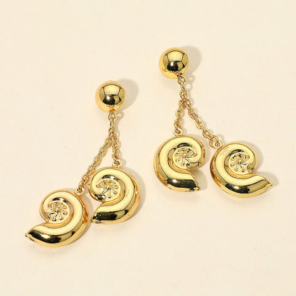 Madeline Love Gold Stainless Steel Double Spiral Shell Drop Earrings