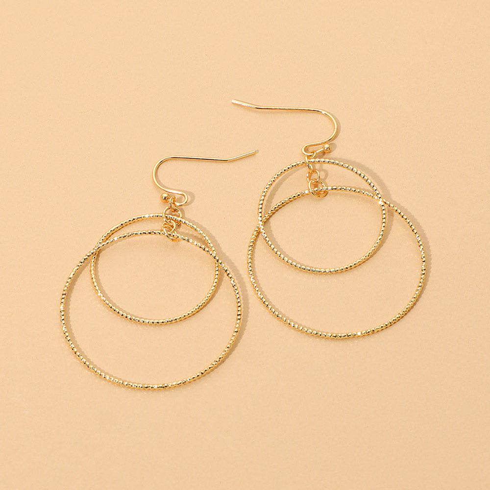 Madeline Love Gold Small Layered Double Wire Hoop Drop Earrings