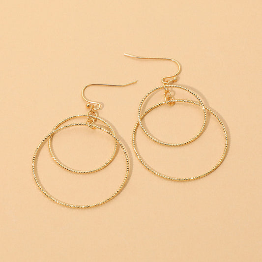 Madeline Love Gold Small Layered Double Wire Hoop Drop Earrings