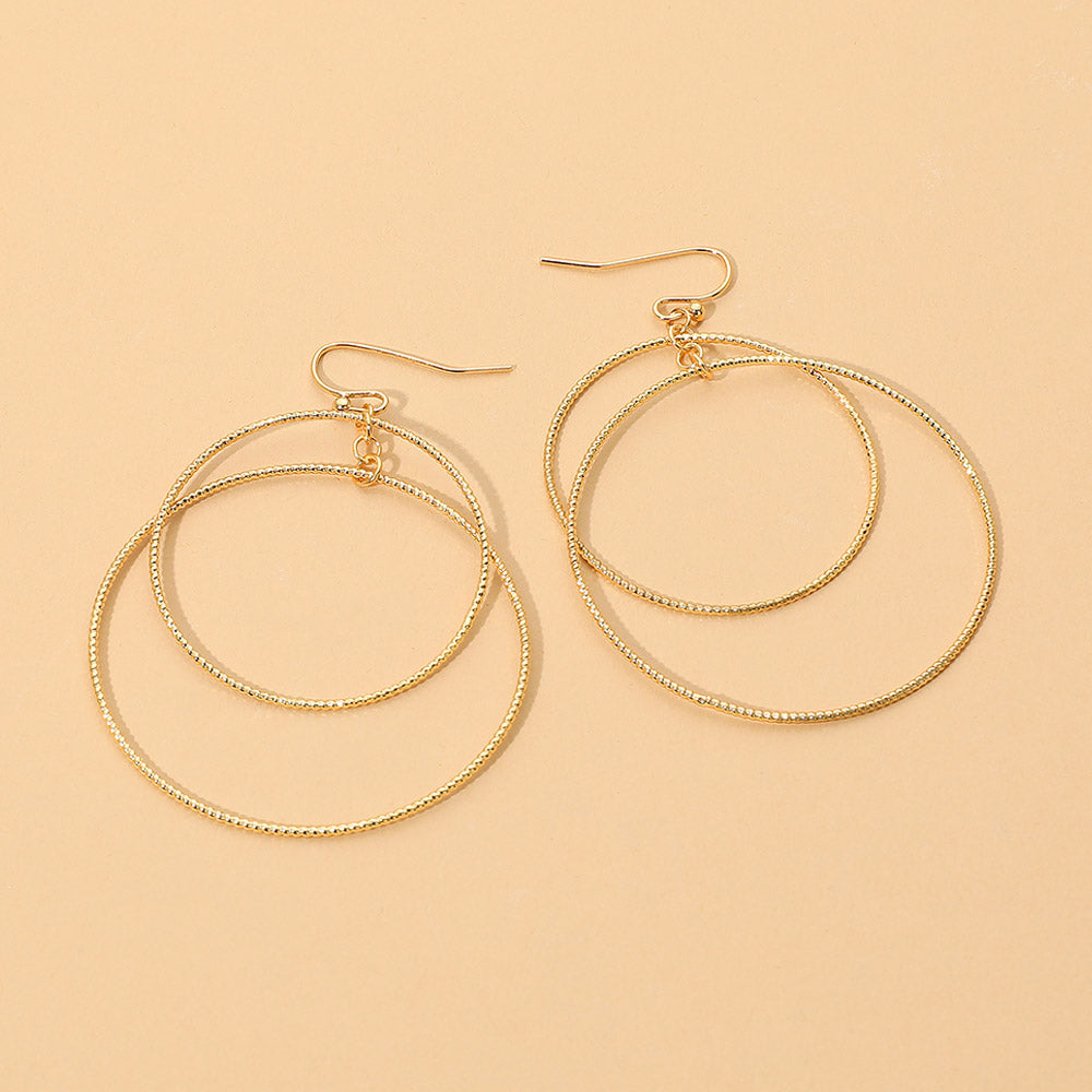 Madeline Love Gold Medium Layered Double Wire Hoop Drop Earrings