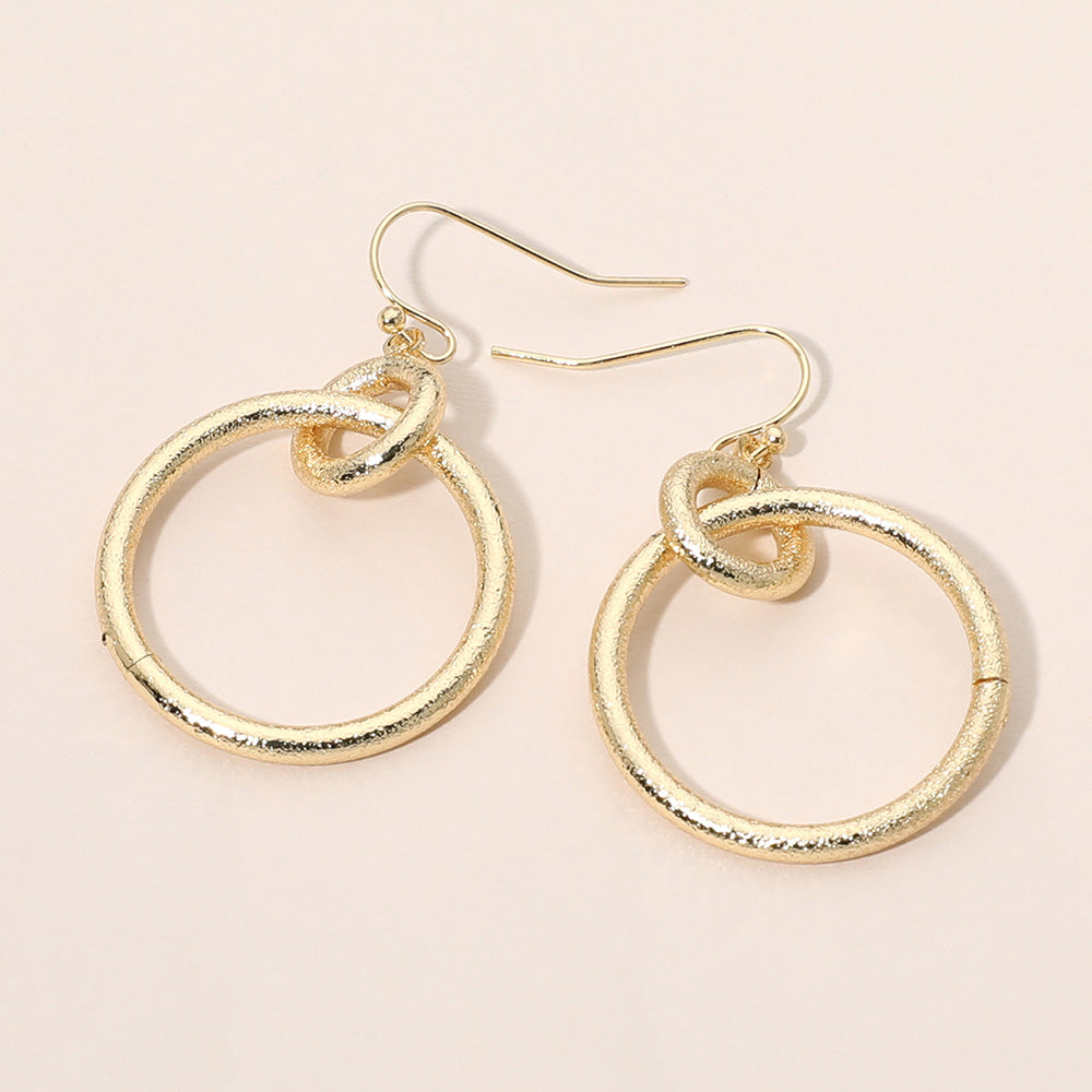 Madeline Love Gold Textured Metal Geometric Circle Drop Dangle Earrings