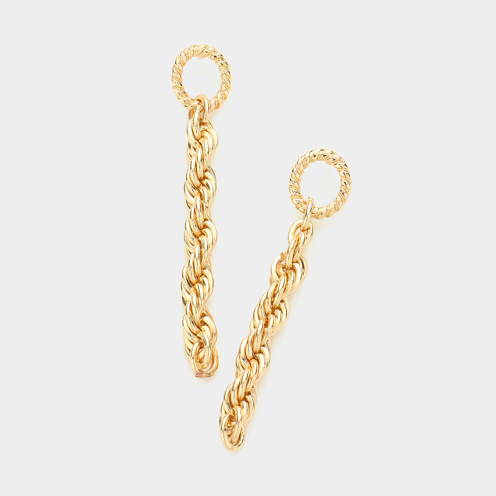Madeline Love Gold Open Metal Oval Link Linear Dangle Earrings