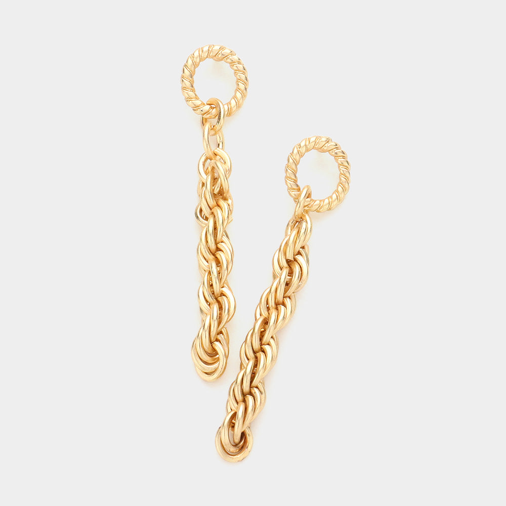 Madeline Love Matte gold Open Metal Oval Link Linear Dangle Earrings