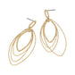 Madeline Love Gold Textured Metal Open Layered Oval Drop Earrings - desc
