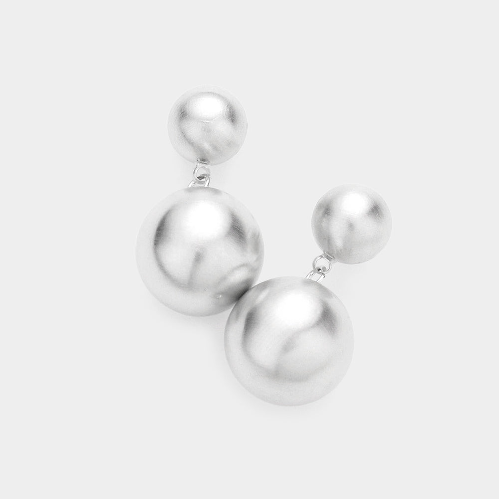 Madeline Love Rhodium Double Metal Ball Link Dangle Earrings