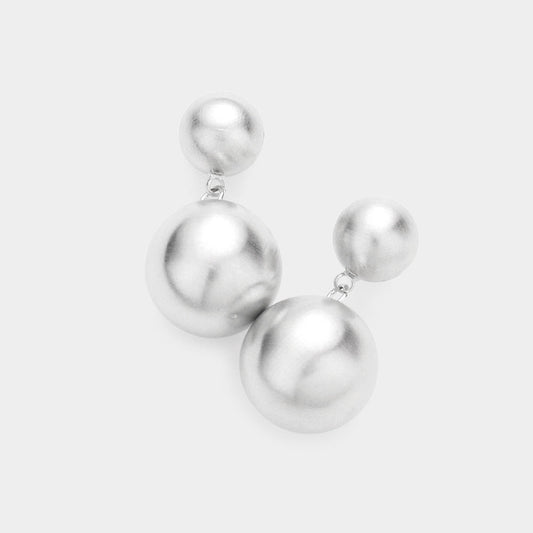 Madeline Love Rhodium Double Metal Ball Link Dangle Earrings