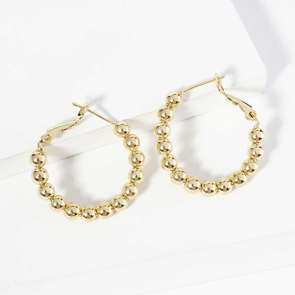 Madeline Love Gold Gold Dipped Metal Ball Beaded Hoop Earrings