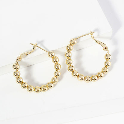 Madeline Love Gold Gold Dipped Metal Ball Beaded Hoop Earrings