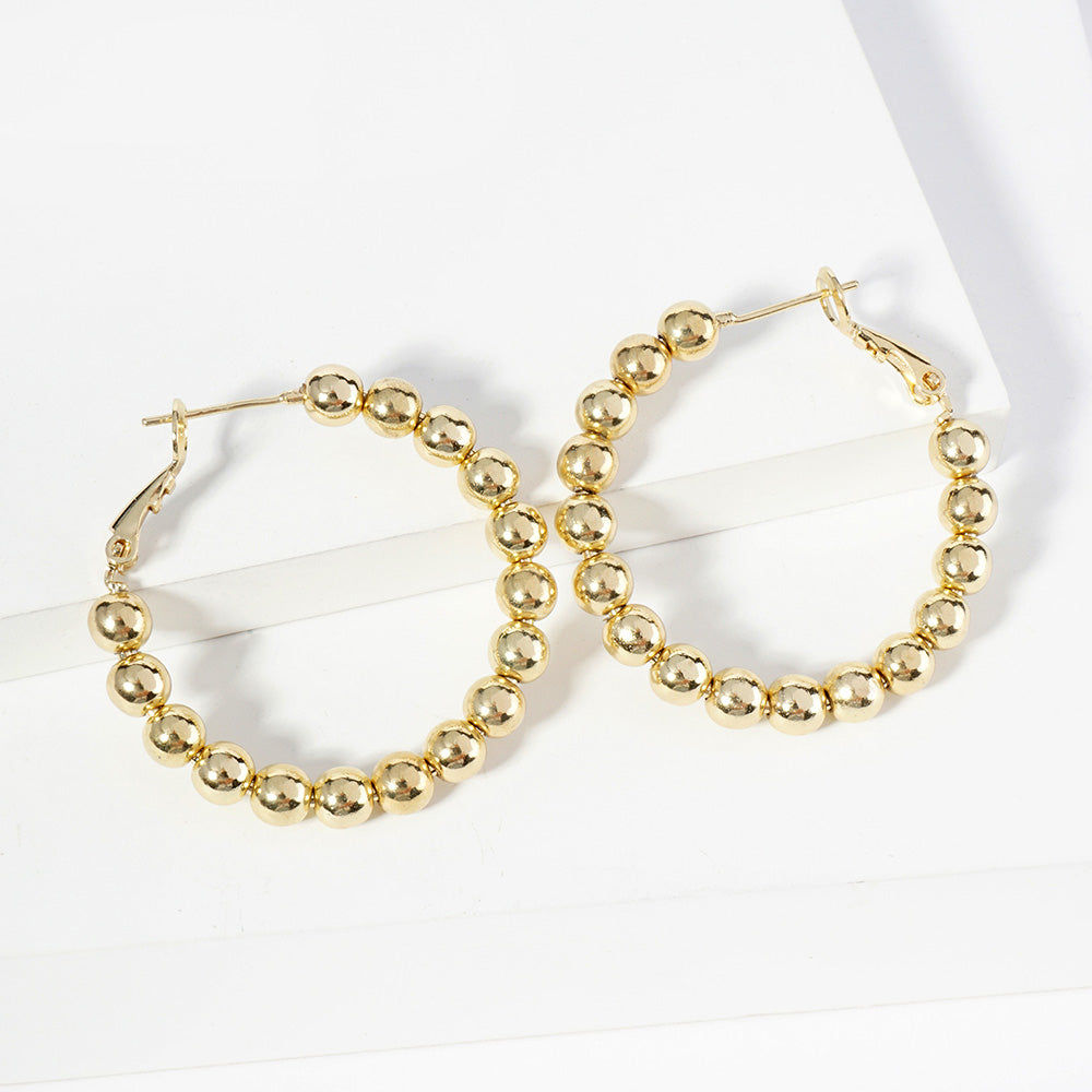 Madeline Love Gold Gold Dipped Metal Ball Beaded Hoop Earrings
