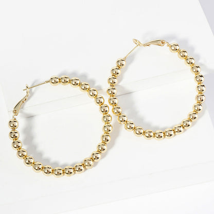 Madeline Love Gold Gold Dipped Metal Ball Beaded Hoop Earrings