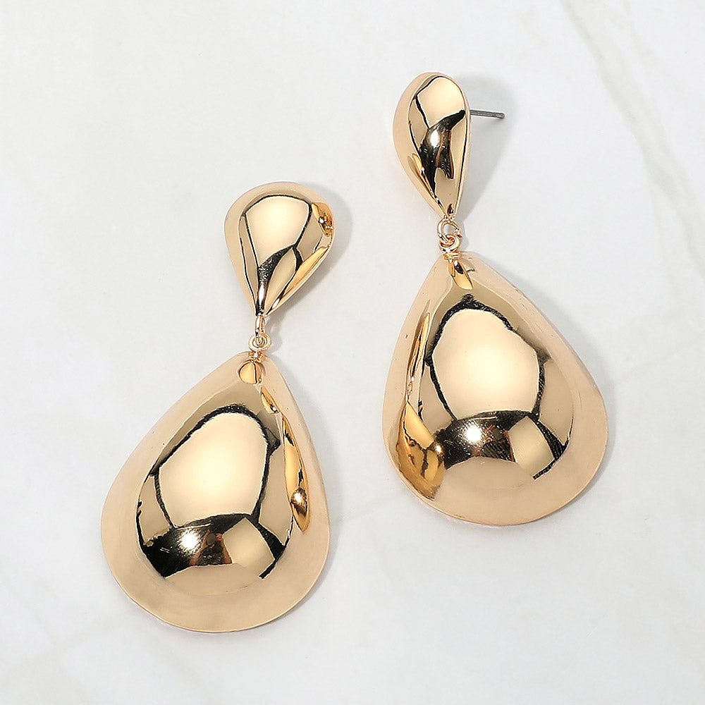 Madeline Love Gold Bold Polished Metal Teardrop Earrings