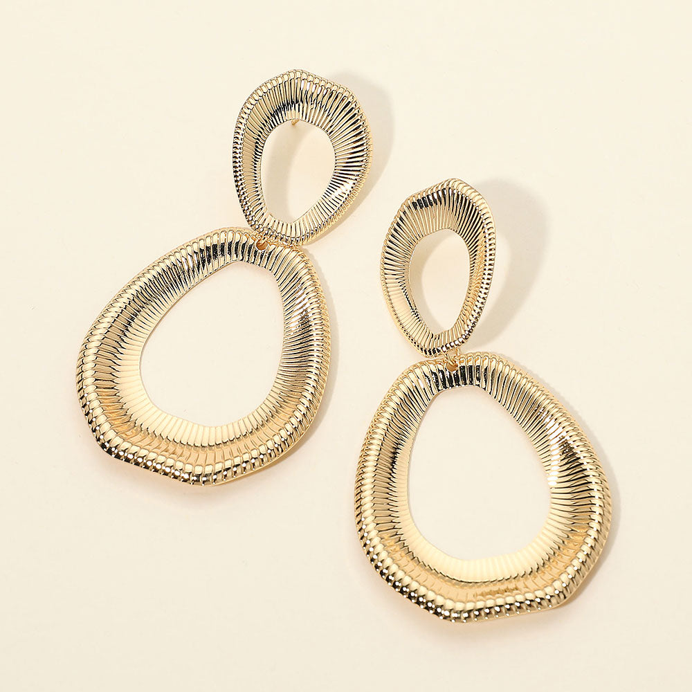 Madeline Love Gold Abstract Hoop Drop Statement Earrings