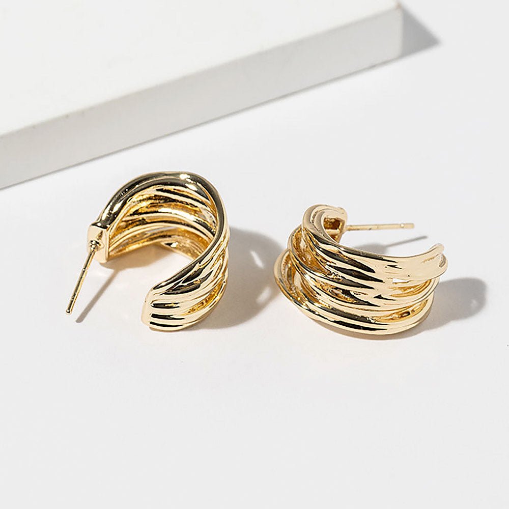 Madeline Love Gold Gold Dipped Layered Curve Hoop Earrings