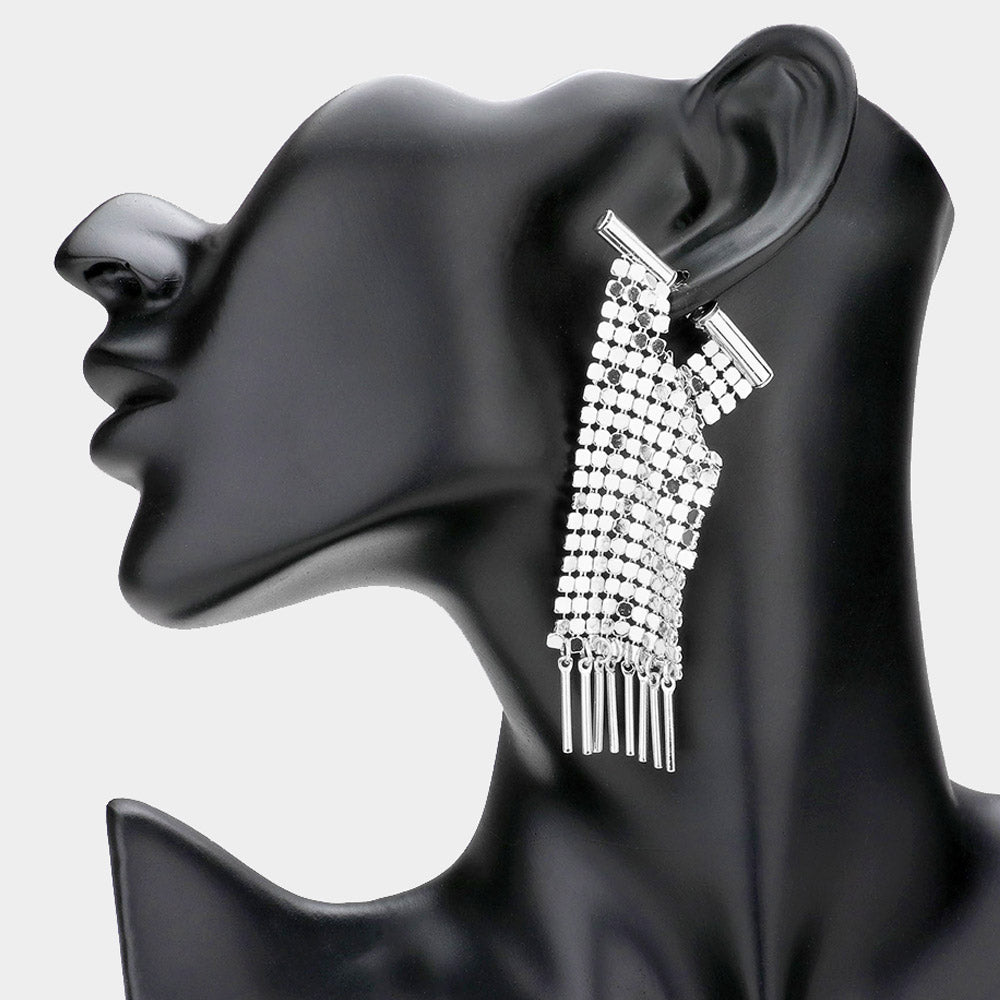 Madeline Love Rhodium Mesh Metal Dangle Earrings