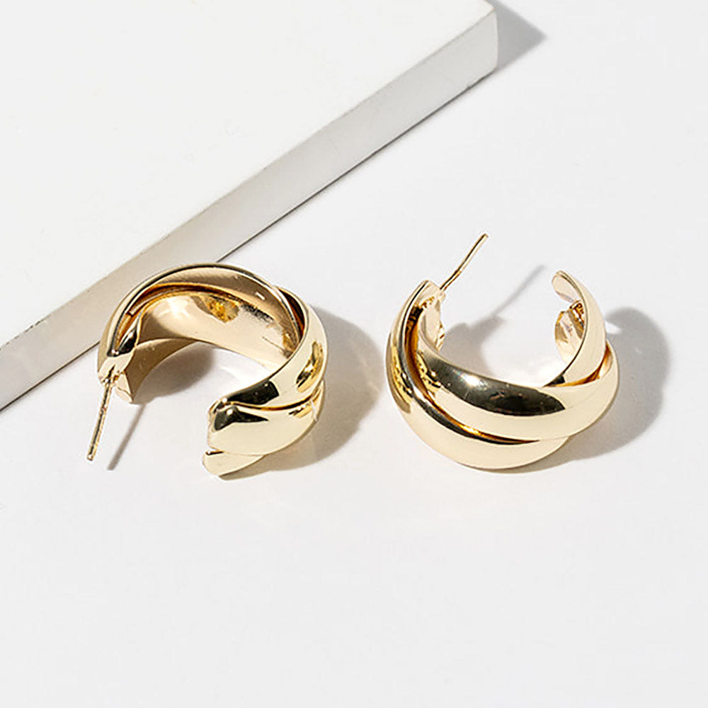 Madeline Love Gold Gold Dipped Chunky Crisscross Hoop Earrings