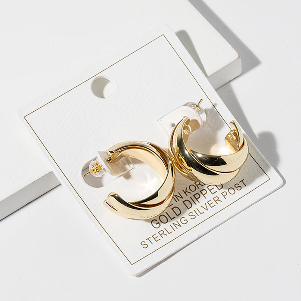Madeline Love Gold Gold Dipped Chunky Crisscross Hoop Earrings - desc