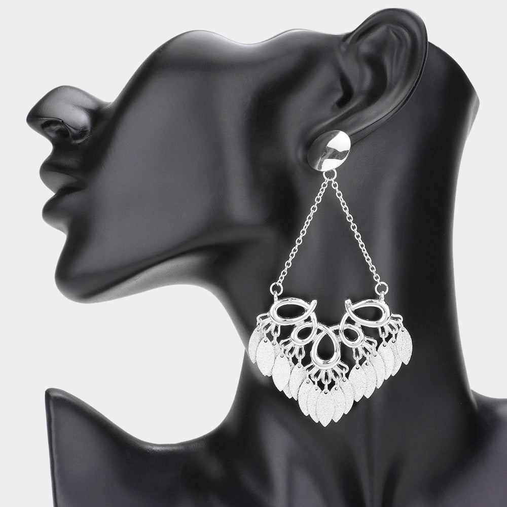 Madeline Love Rhodium Abstract Metal Chandelier Link Dangle Earrings