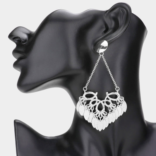 Madeline Love Rhodium Abstract Metal Chandelier Link Dangle Earrings