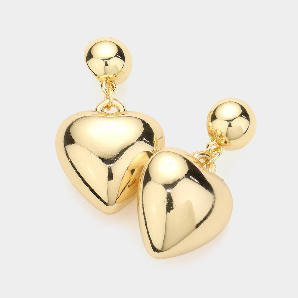 Madeline Love Gold Metal Heart Dangle Earrings