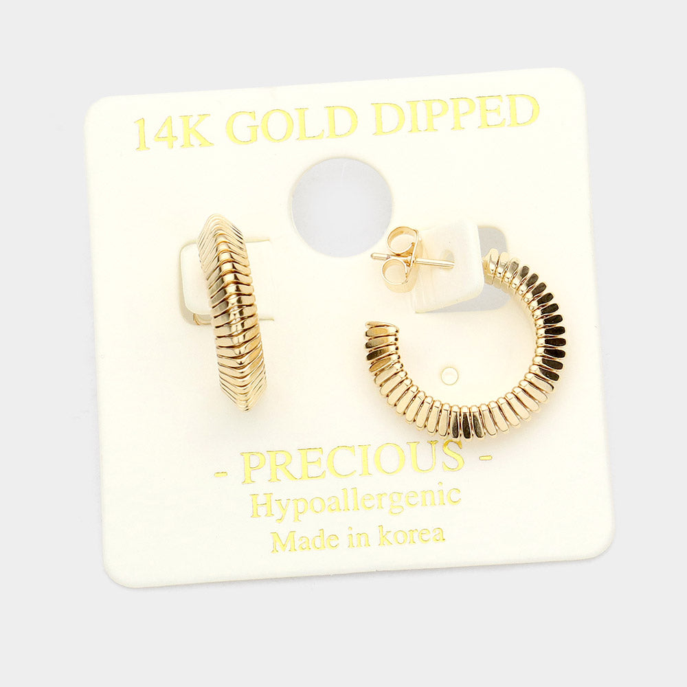 Madeline Love Gold 14K Gold Dipped Textured Metal Half Hoop Earrings