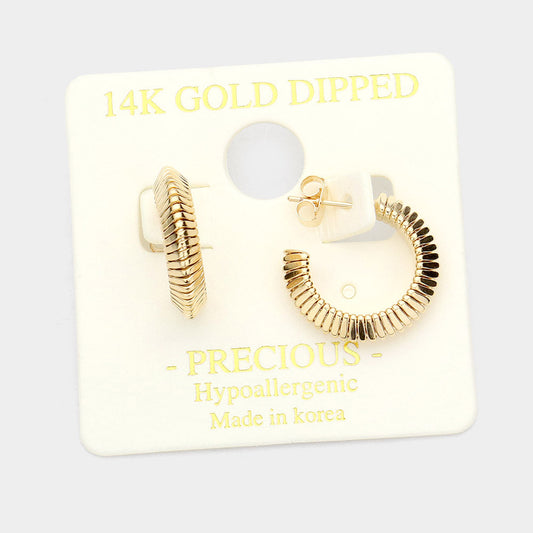 Madeline Love Gold 14K Gold Dipped Textured Metal Half Hoop Earrings