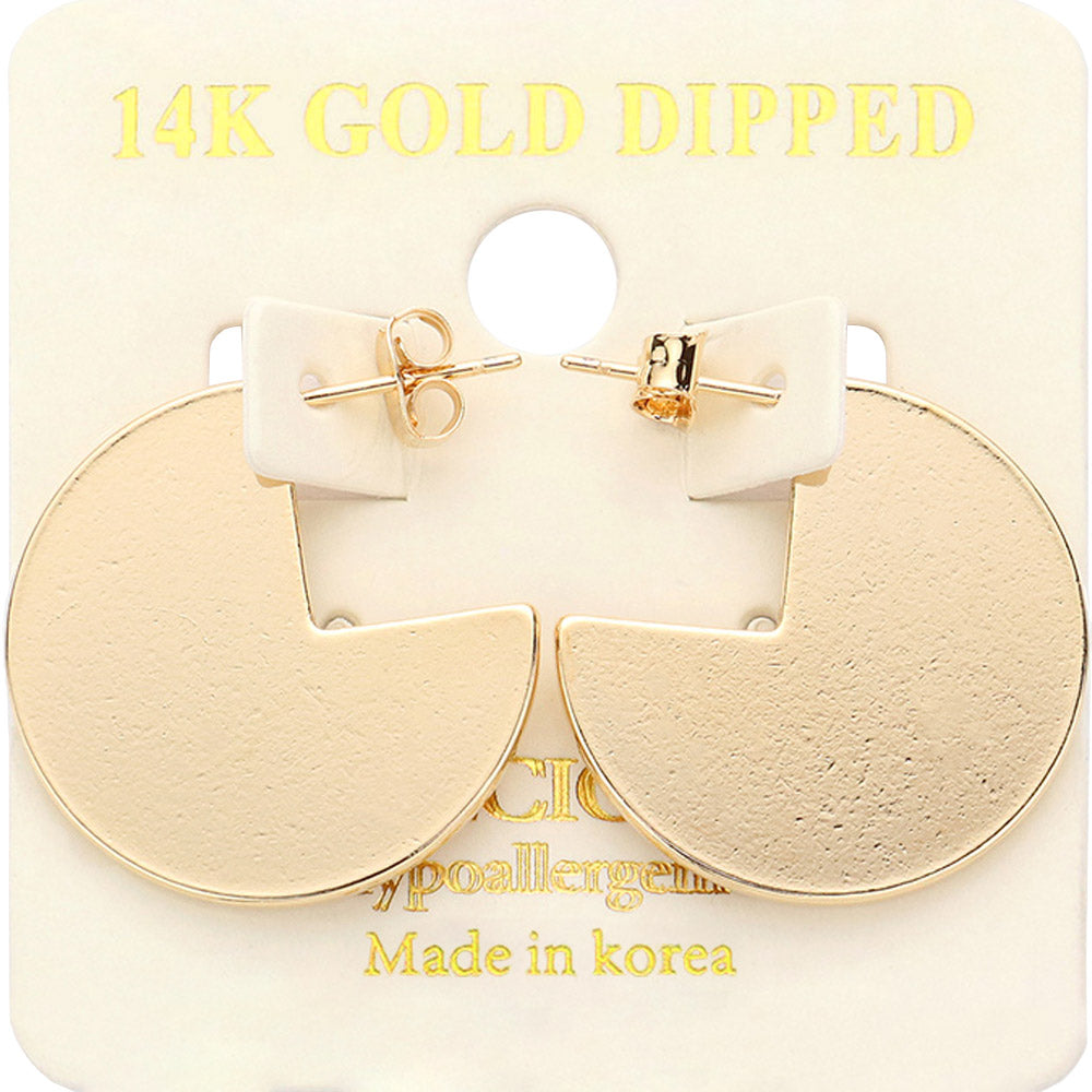 Madeline Love Gold 14K Gold Dipped Abstract Metal Round Earrings