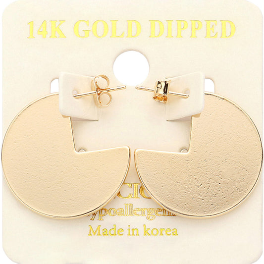 Madeline Love Gold 14K Gold Dipped Abstract Metal Round Earrings