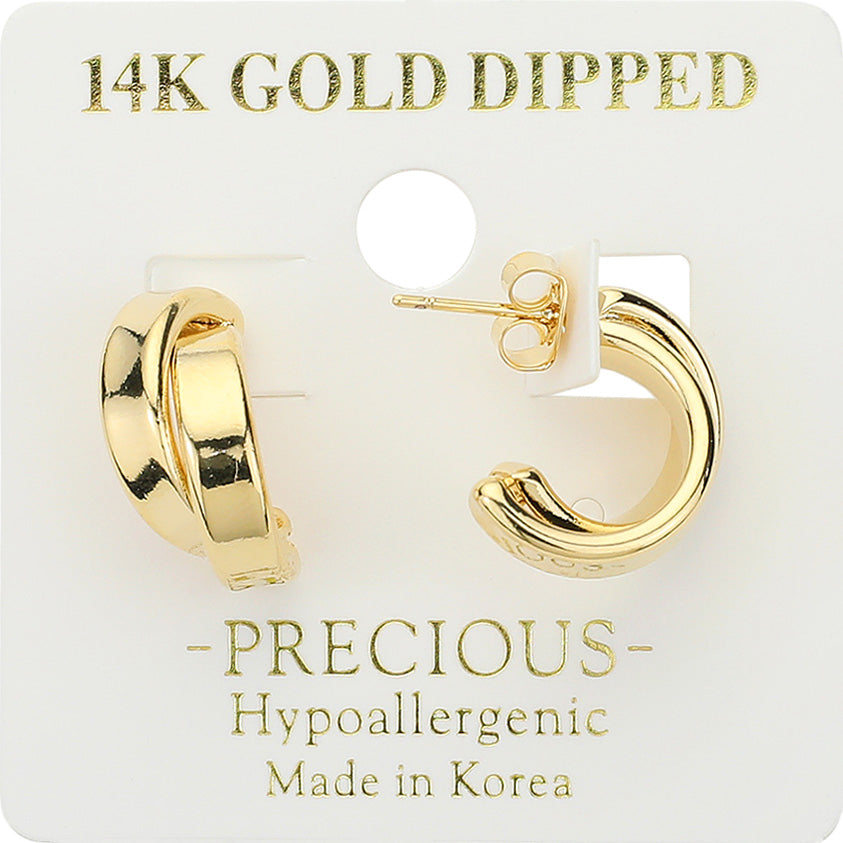 Madeline Love Gold 14K Gold Dipped Hypoallergenic Mini Crisscross Hoop Earrings