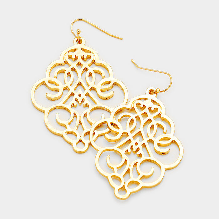 Madeline Love Gold Floral Filigree Drop Earrings