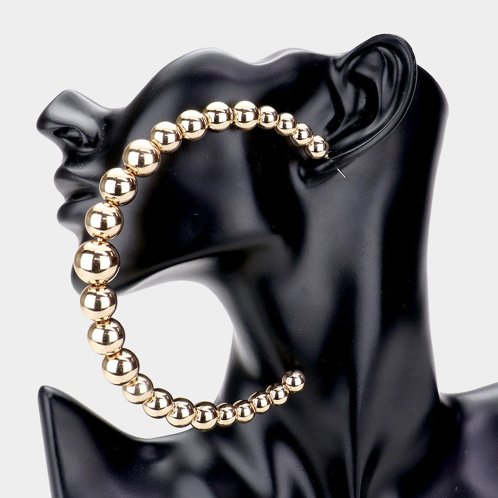 Madeline Love Gold Oversized Metal Ball Half Hoop Earrings