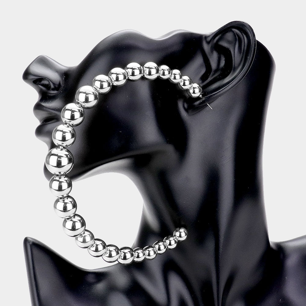 Madeline Love Rhodium Oversized Metal Ball Half Hoop Earrings