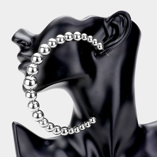 Madeline Love Rhodium Oversized Metal Ball Half Hoop Earrings
