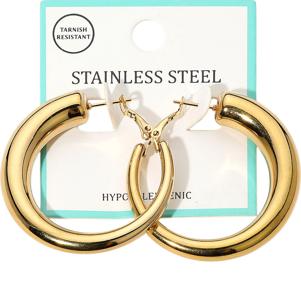 Madeline Love Gold Stainless Steel Chunky Hoop Earrings