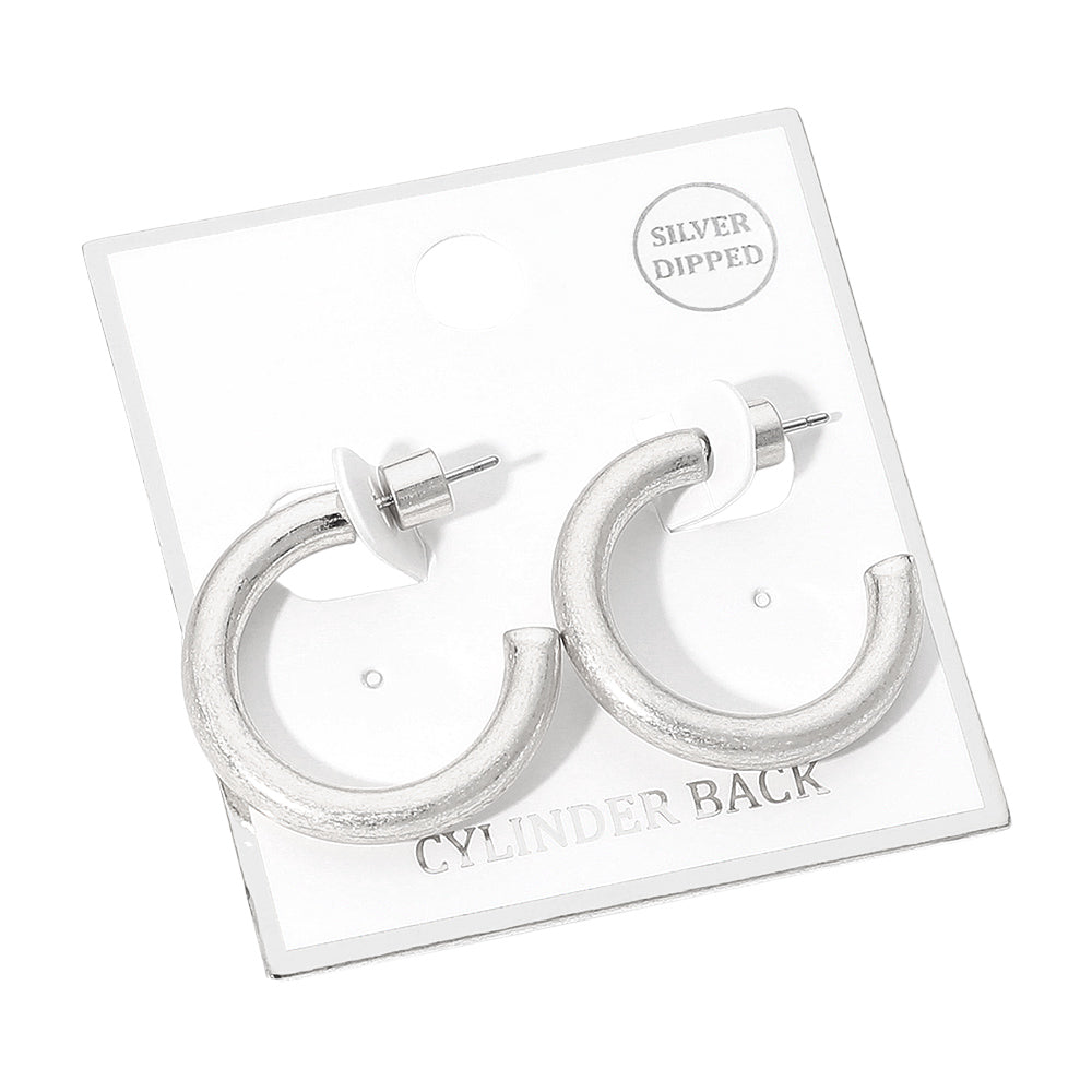 Madeline Love Worn Silver Silver Dipped Open Hoop Earrings - desc