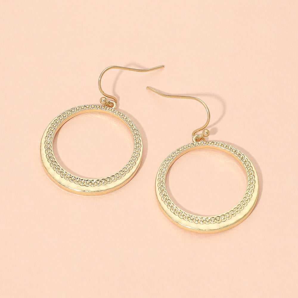 Madeline Love Worn Gold Textured Metal Hoop Drop Dangle Earrings