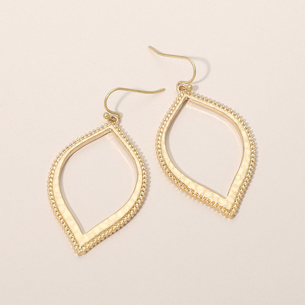 Madeline Love Worn Gold Textured Metal Open Frame Earrings