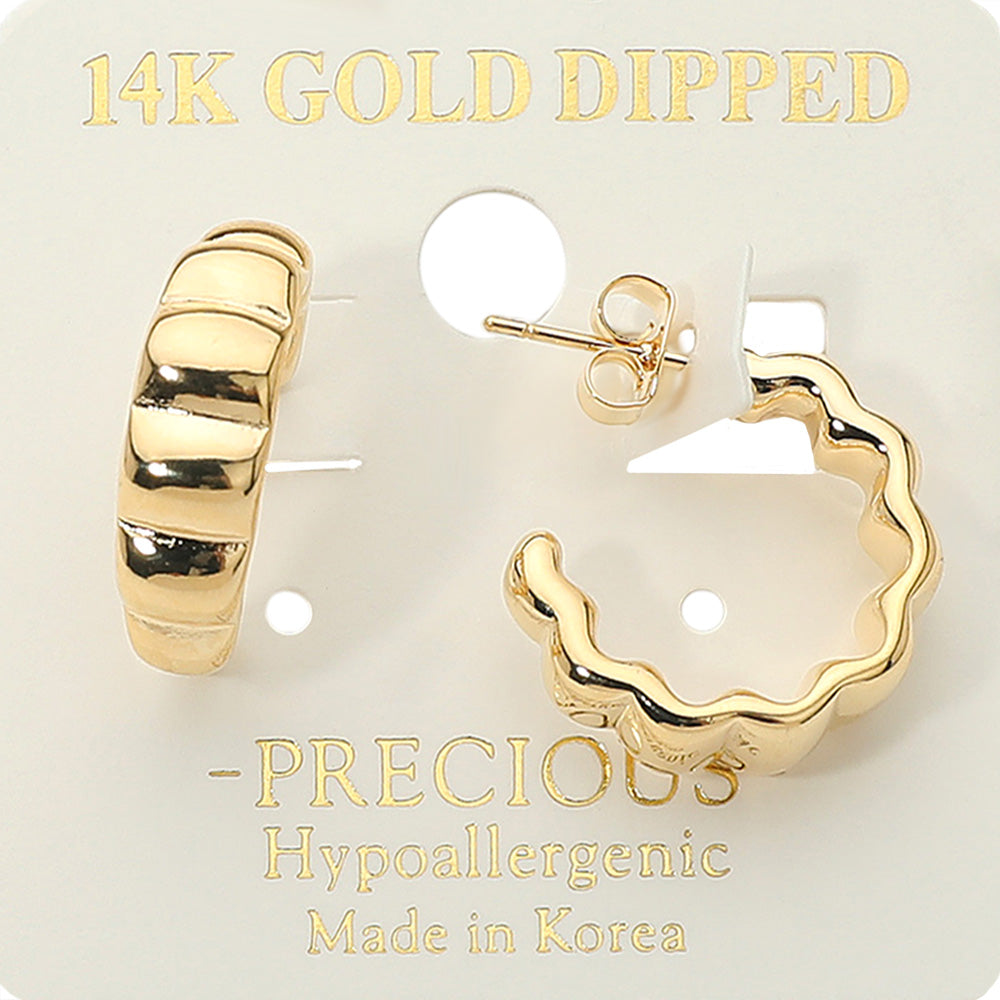 Madeline Love Gold 14K Gold Dipped Wavy Ribbed Hoop Earrings