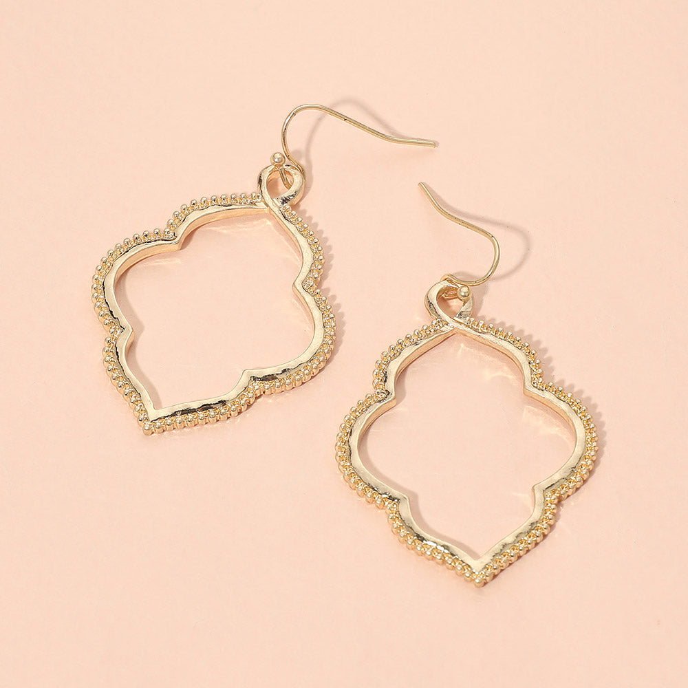 Madeline Love Worn Gold Metal Open Ornate Charm Drop Dangle Earrings