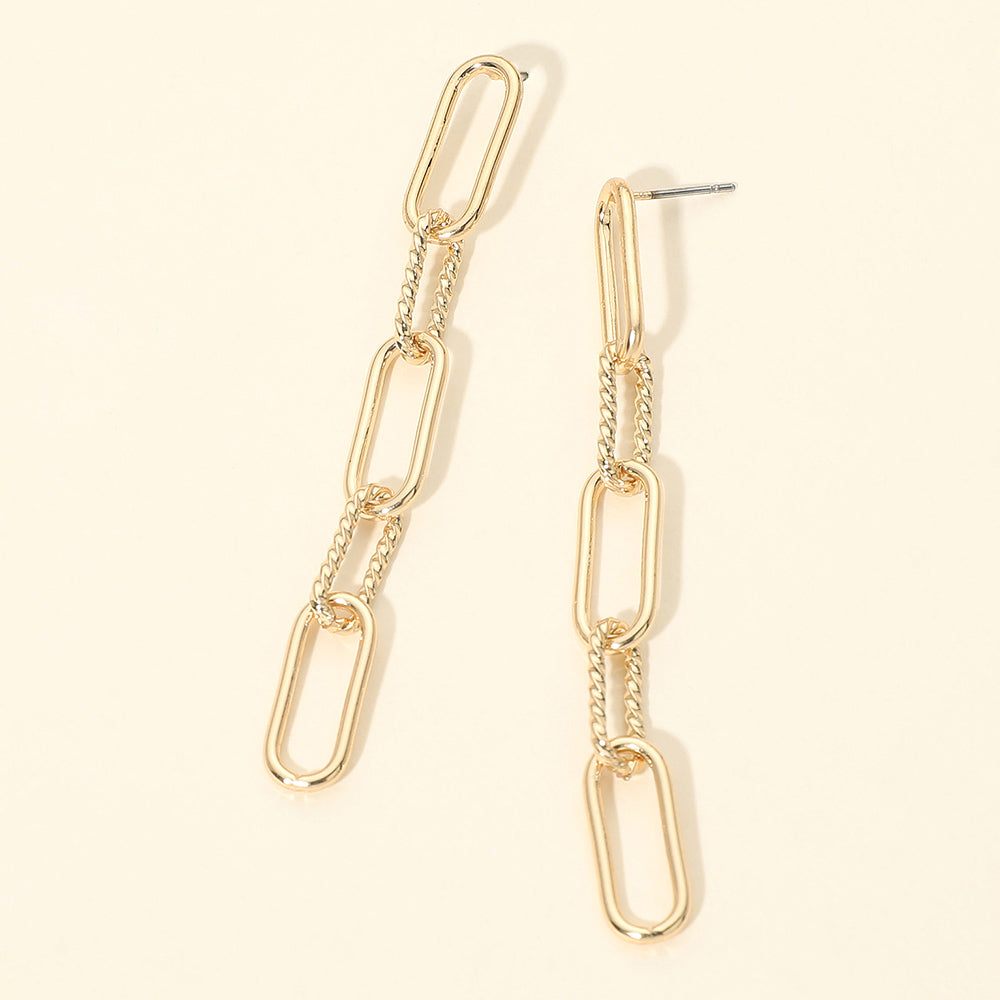 Madeline Love Gold Metal Geometric Chain Link Drop Earrings