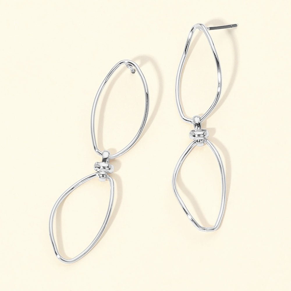 Madeline Love Rhodium Lightweight Minimalist Metal Geometric Open Link Drop Earrings