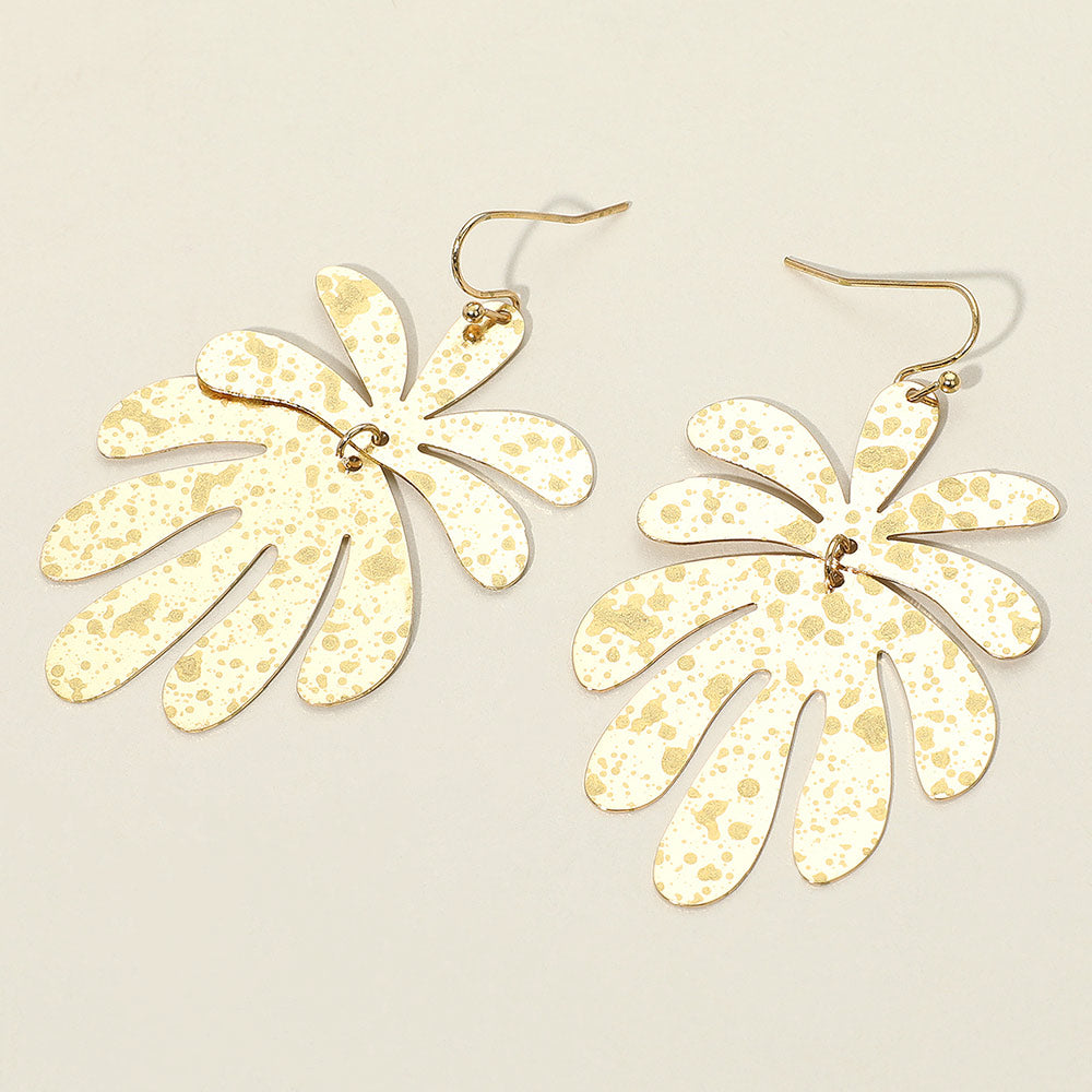 Madeline Love Gold Splash Metal Leaf Link Dangle Earrings