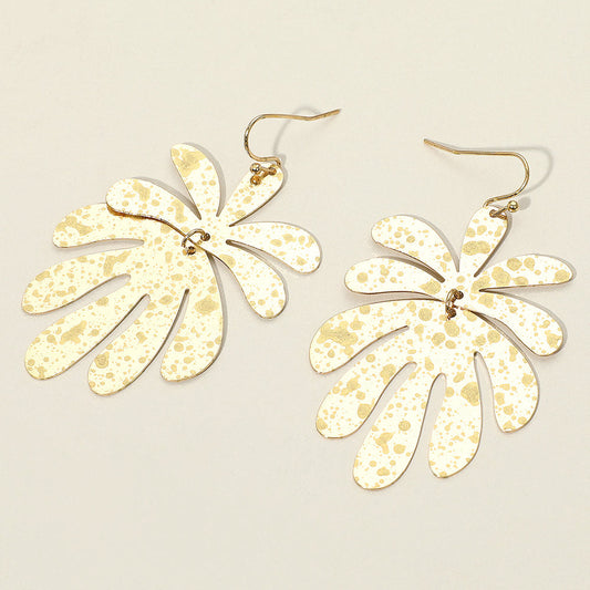 Madeline Love Gold Splash Metal Leaf Link Dangle Earrings