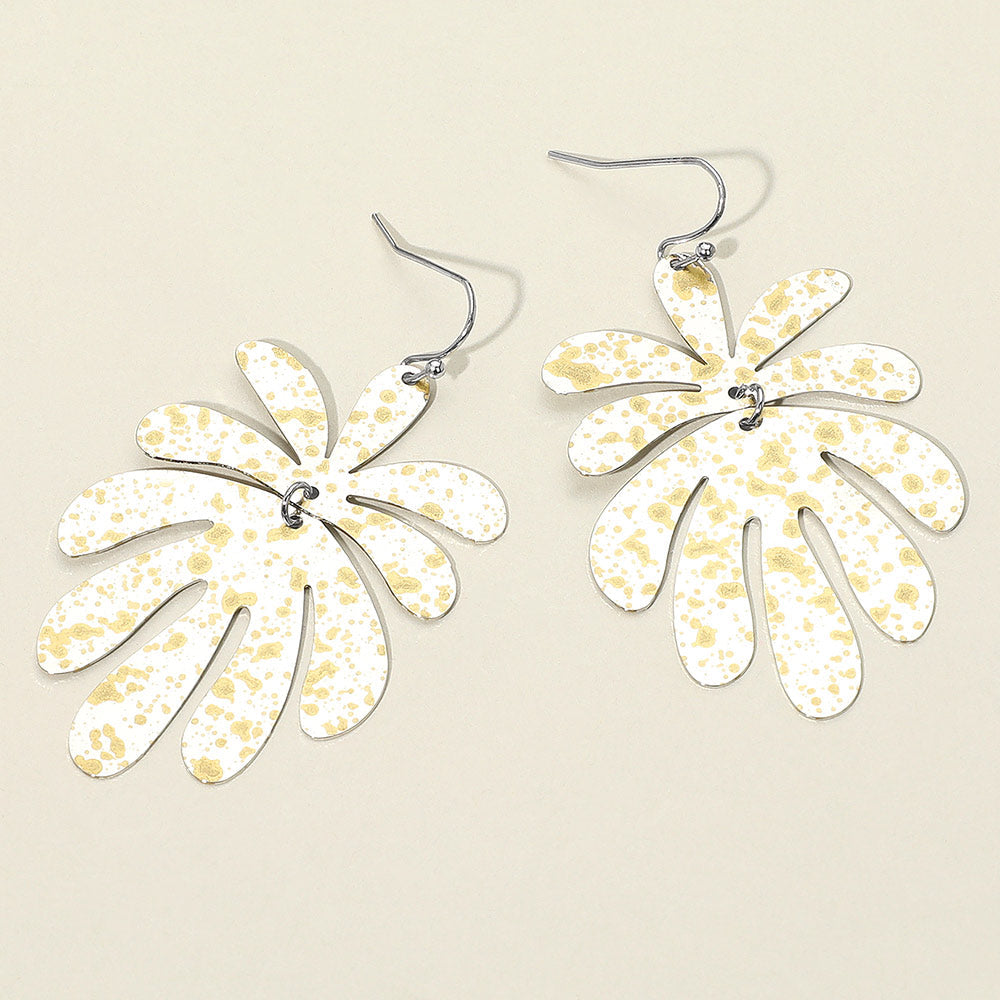 Madeline Love Rhodium Splash Metal Leaf Link Dangle Earrings