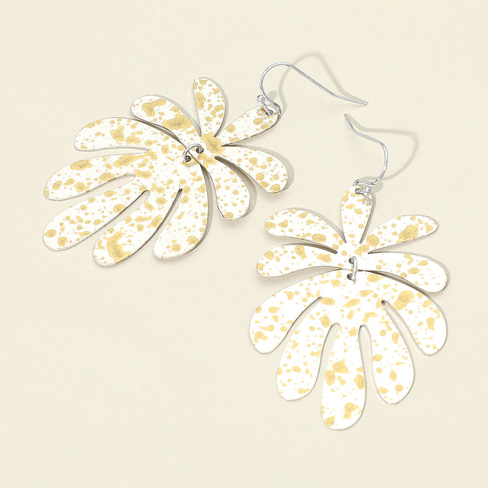Madeline Love Worn Silver Splash Metal Leaf Link Dangle Earrings